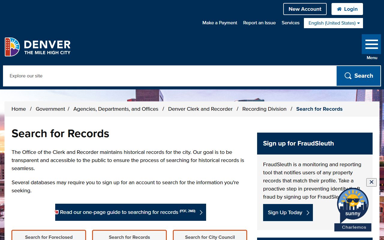 Denver County deed records search portal