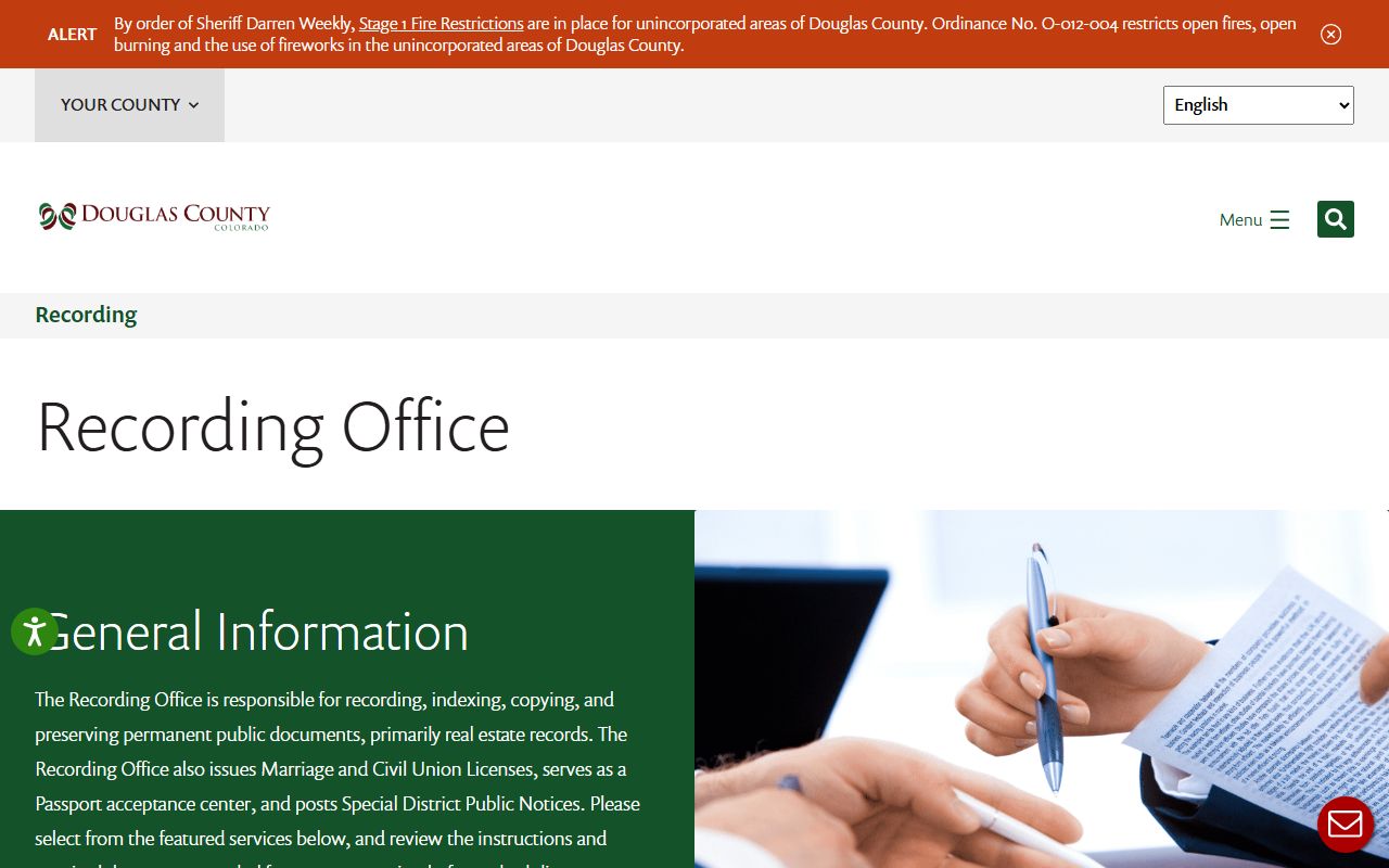 Douglas County Recording Portal search interface