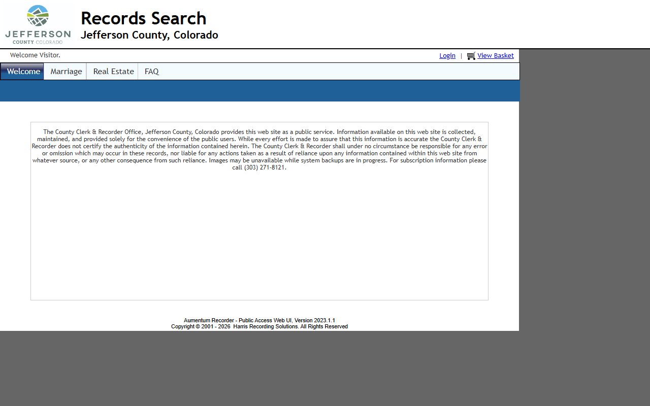 Jefferson County Online Land Records System search interface