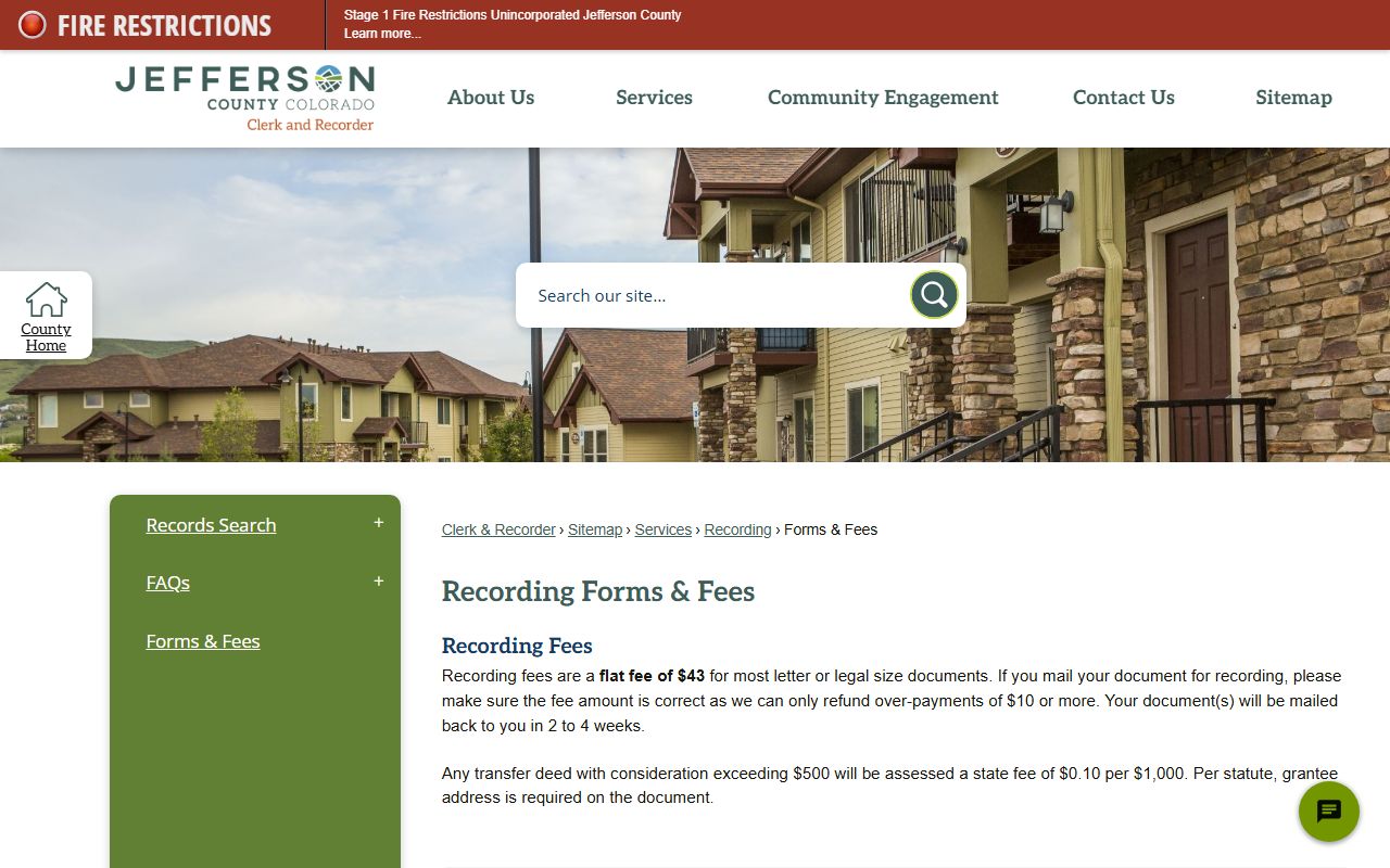 Jefferson County recording fee schedule