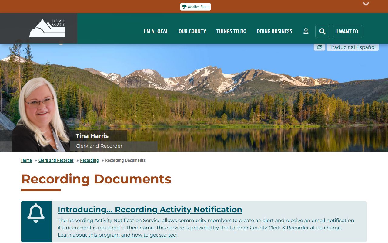 Larimer County document requirements page