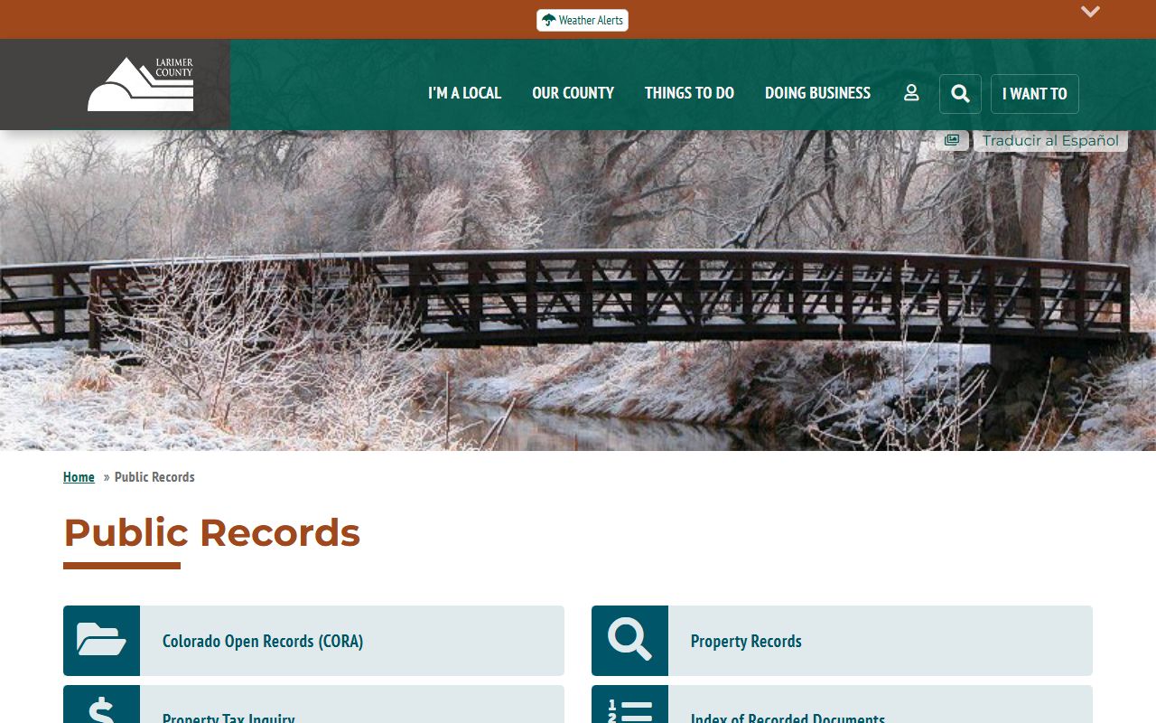 Larimer County public records access page