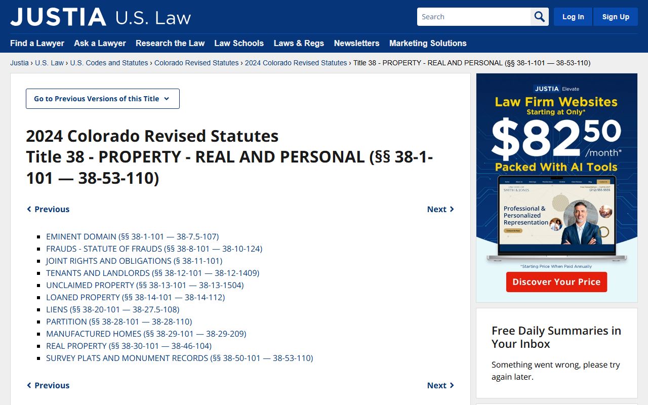 Justia Colorado legal codes for deed records